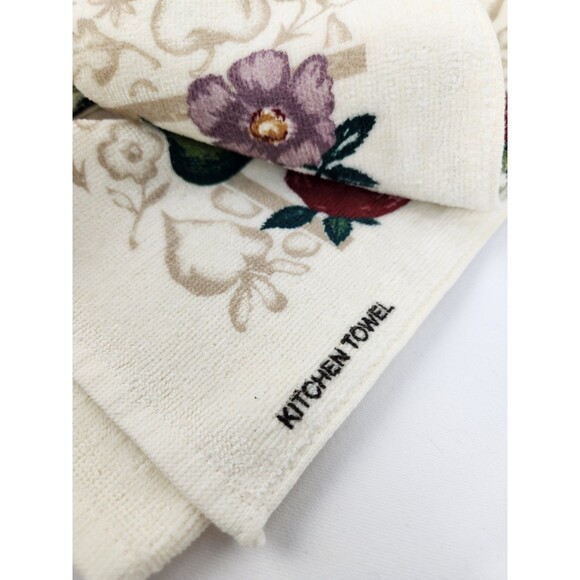 NWT Vintage Cecil Saydah Kitchen Towels Purple Flower Fruit Theme Pear Tomato - Picture 6 of 9